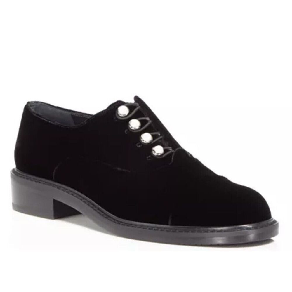 Stuart Weitzman‎ Women's Mrspats Velvet Pearl Stud Oxfords 5.5